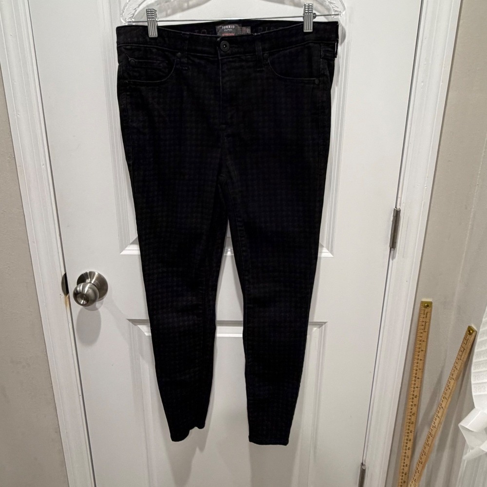Torrid Womens Skinny Jeans Houndstooth Black 12R